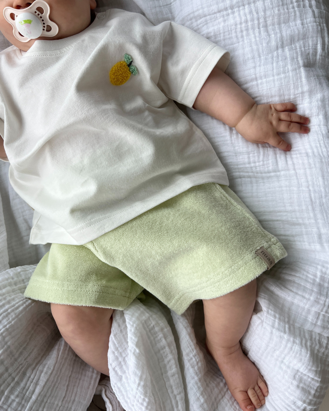 Relaxed frottee shorts Lime Cream