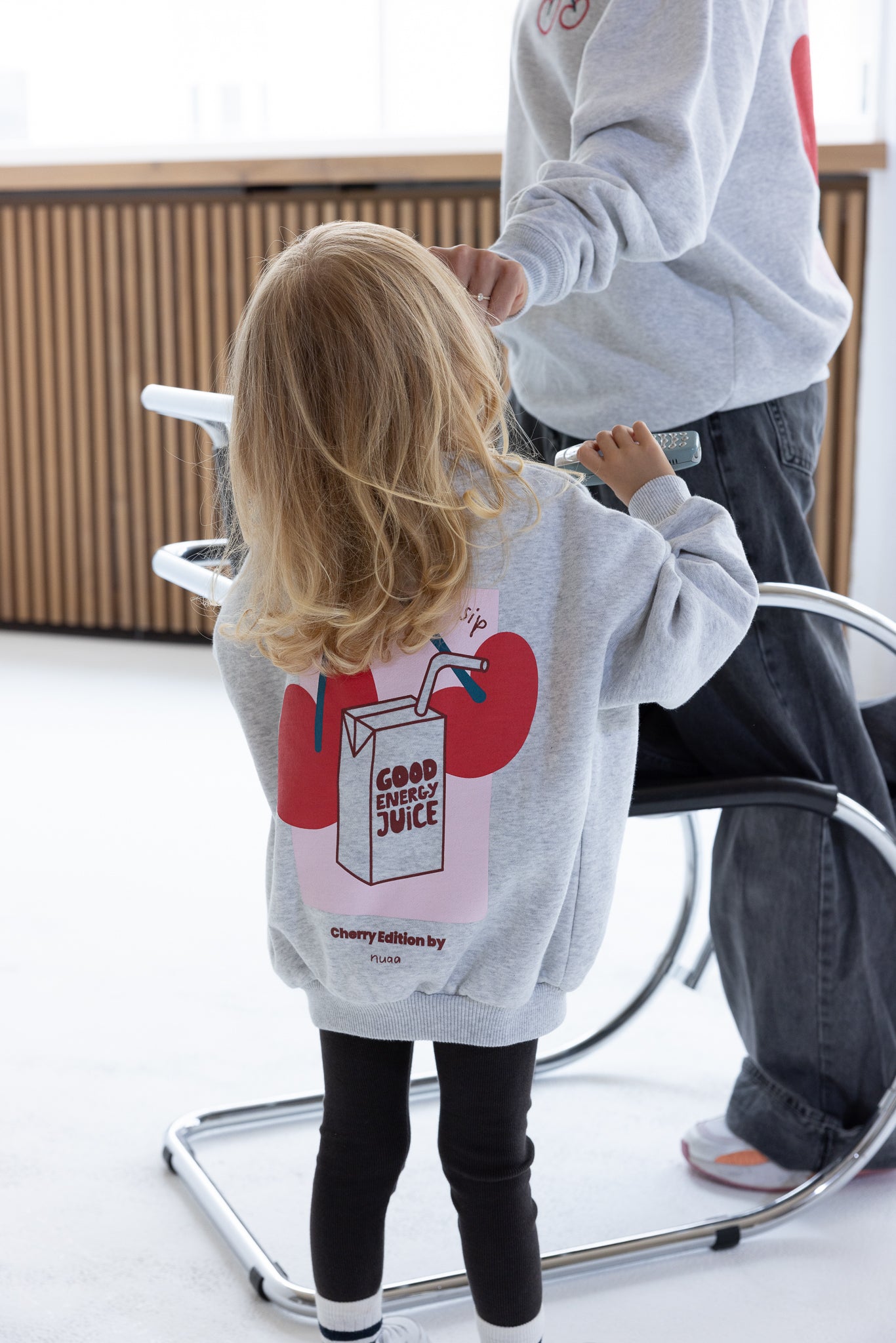 Kids Cherry Sweater Grey Melange