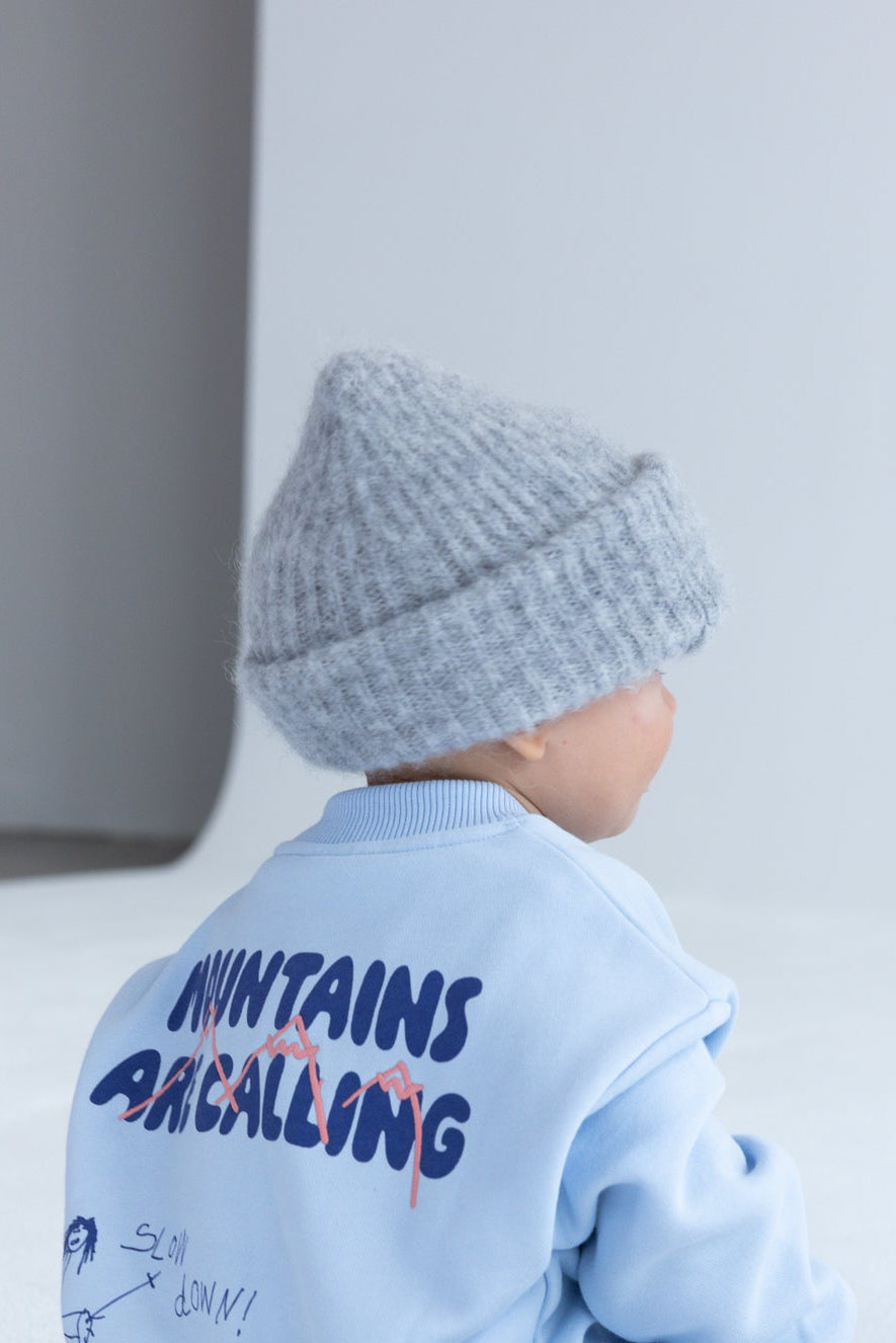 Alpaca Strickbeanie Kids Soft Grey