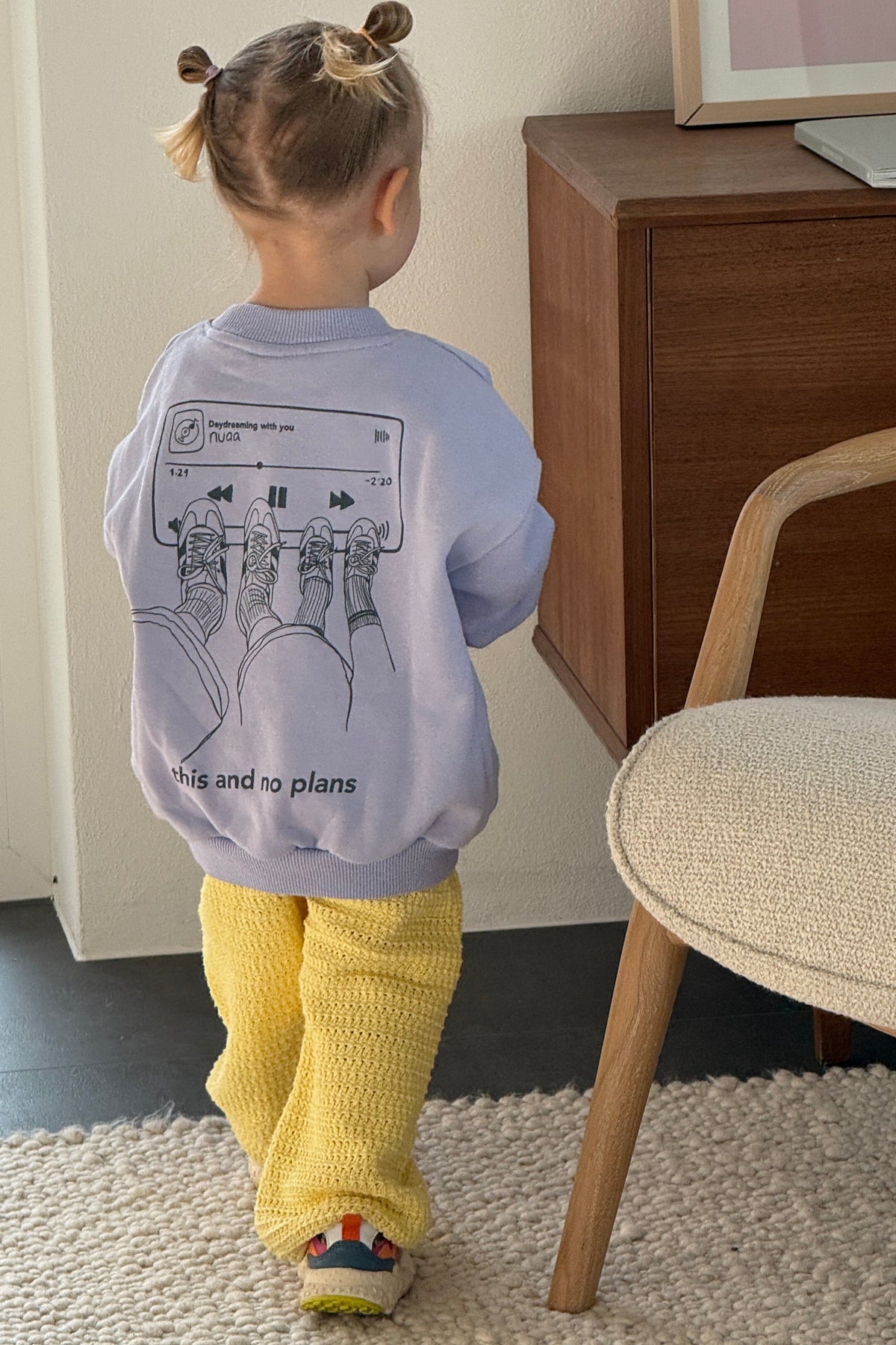 Kids This & No Plans Oversized Sweater Lavender