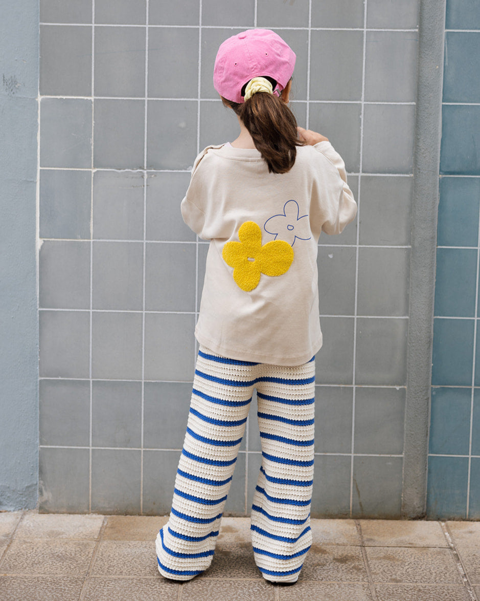 Herbst-Strick Hose Ocean Blue Stripes