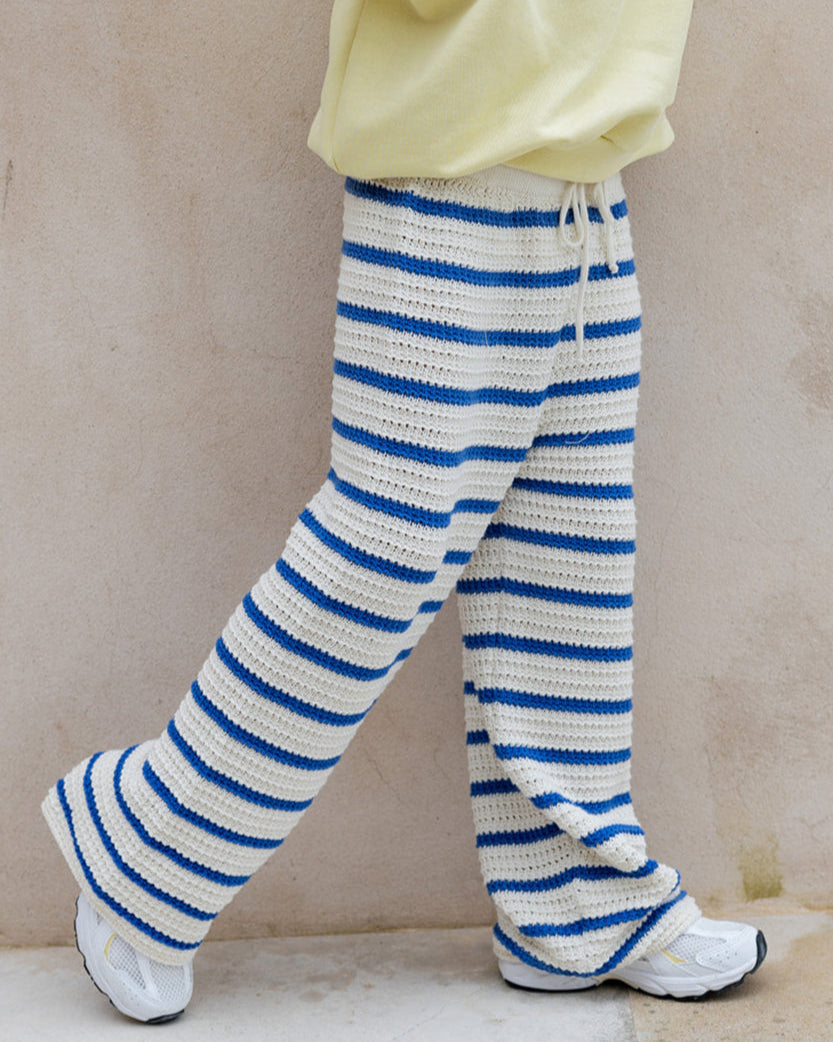 Herbst-Strick Hose Ocean Blue Stripes