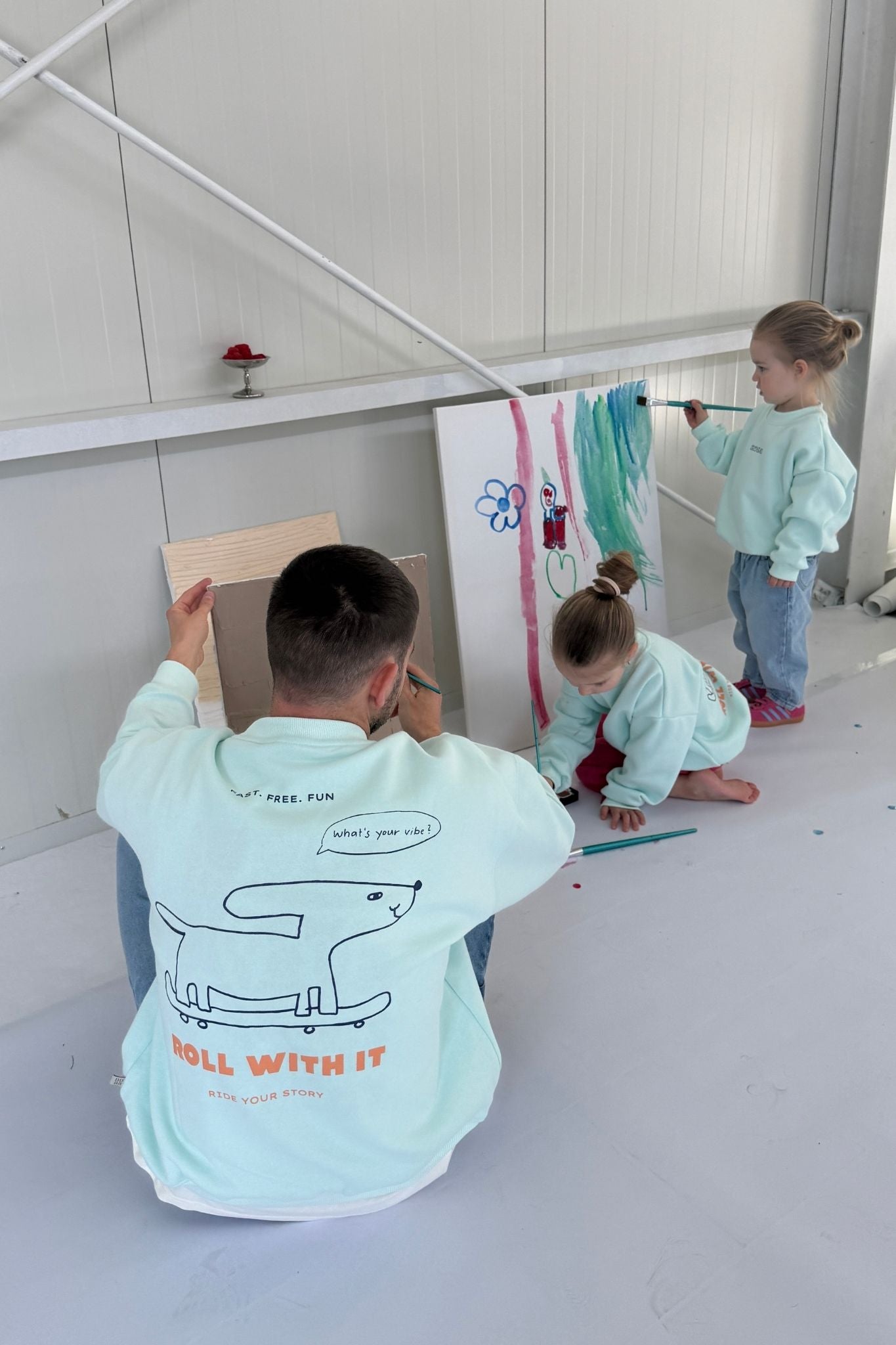 Men Roll with it Sweater Soft Aqua