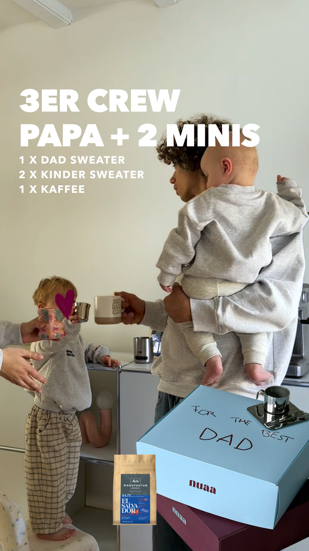 3er Crew: Papa + 2 Minis - Babyccino & Coffee Helps