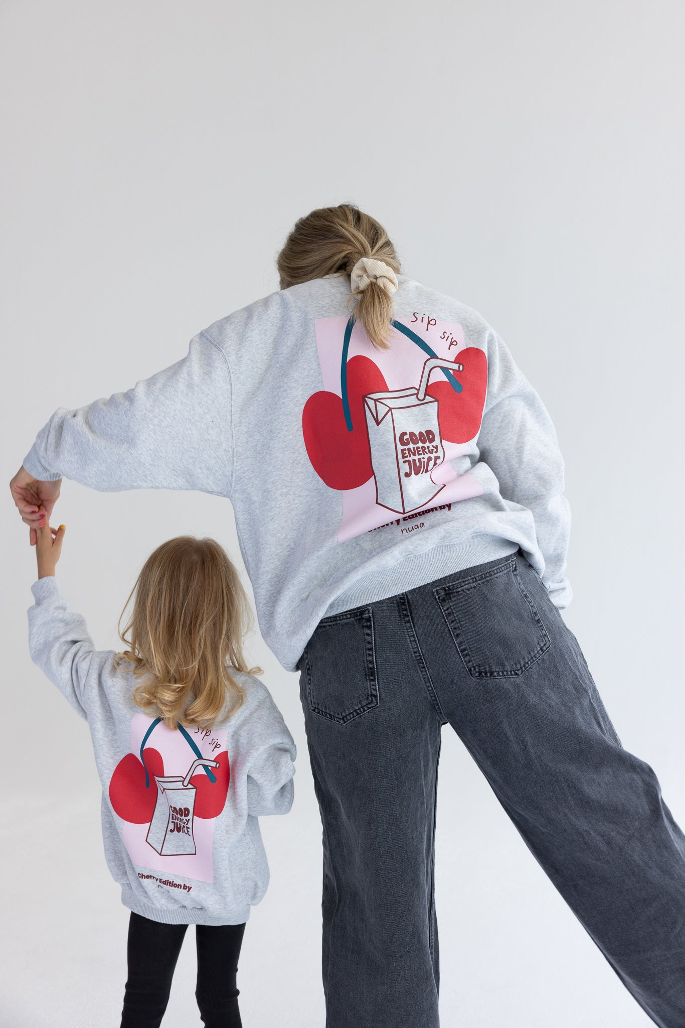 Mom Cherry Sweater Grey Melange