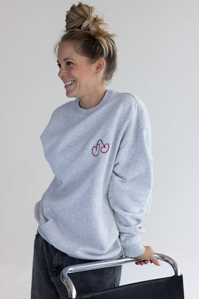 Mom Cherry Sweater Grey Melange