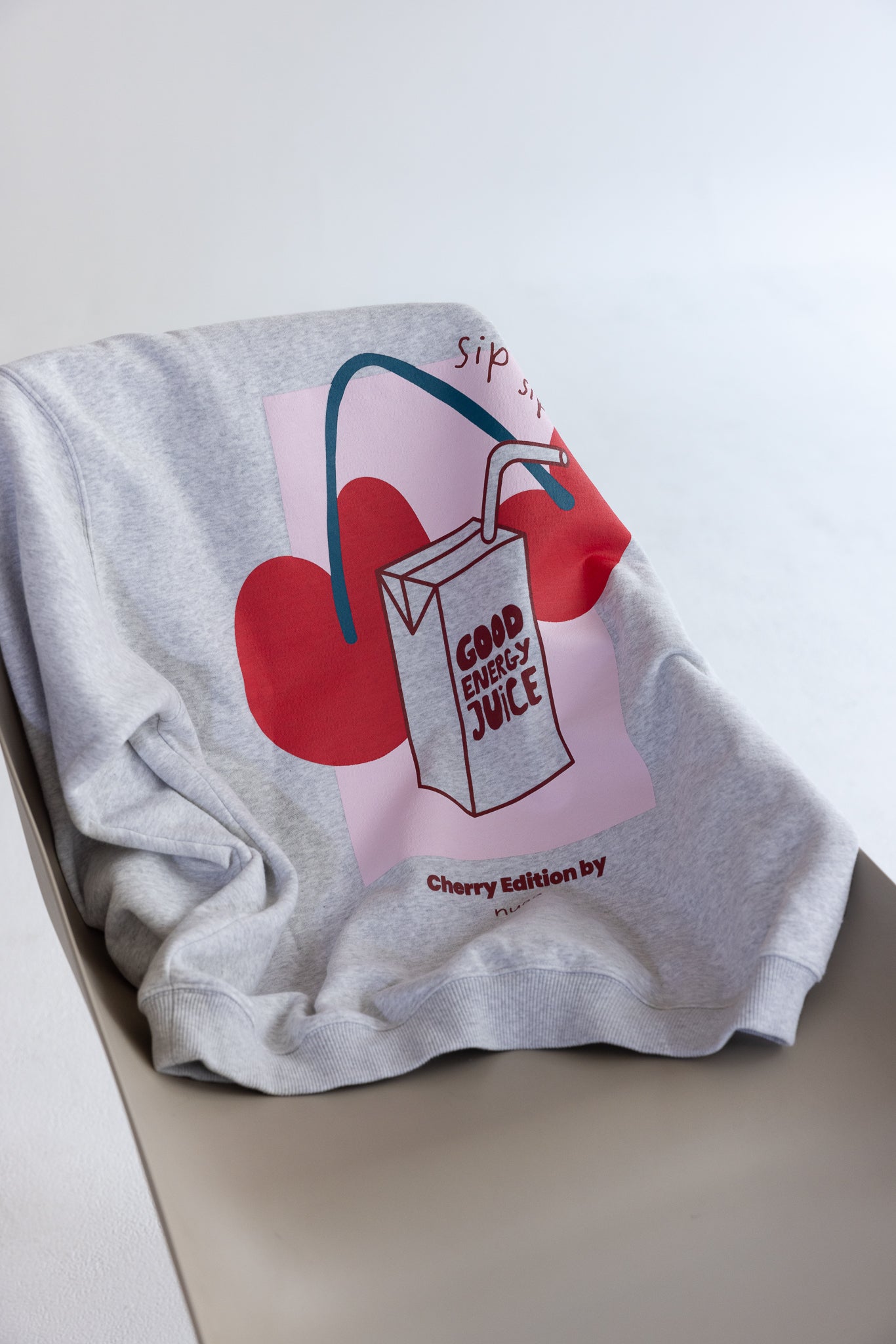 Mom Cherry Sweater Grey Melange