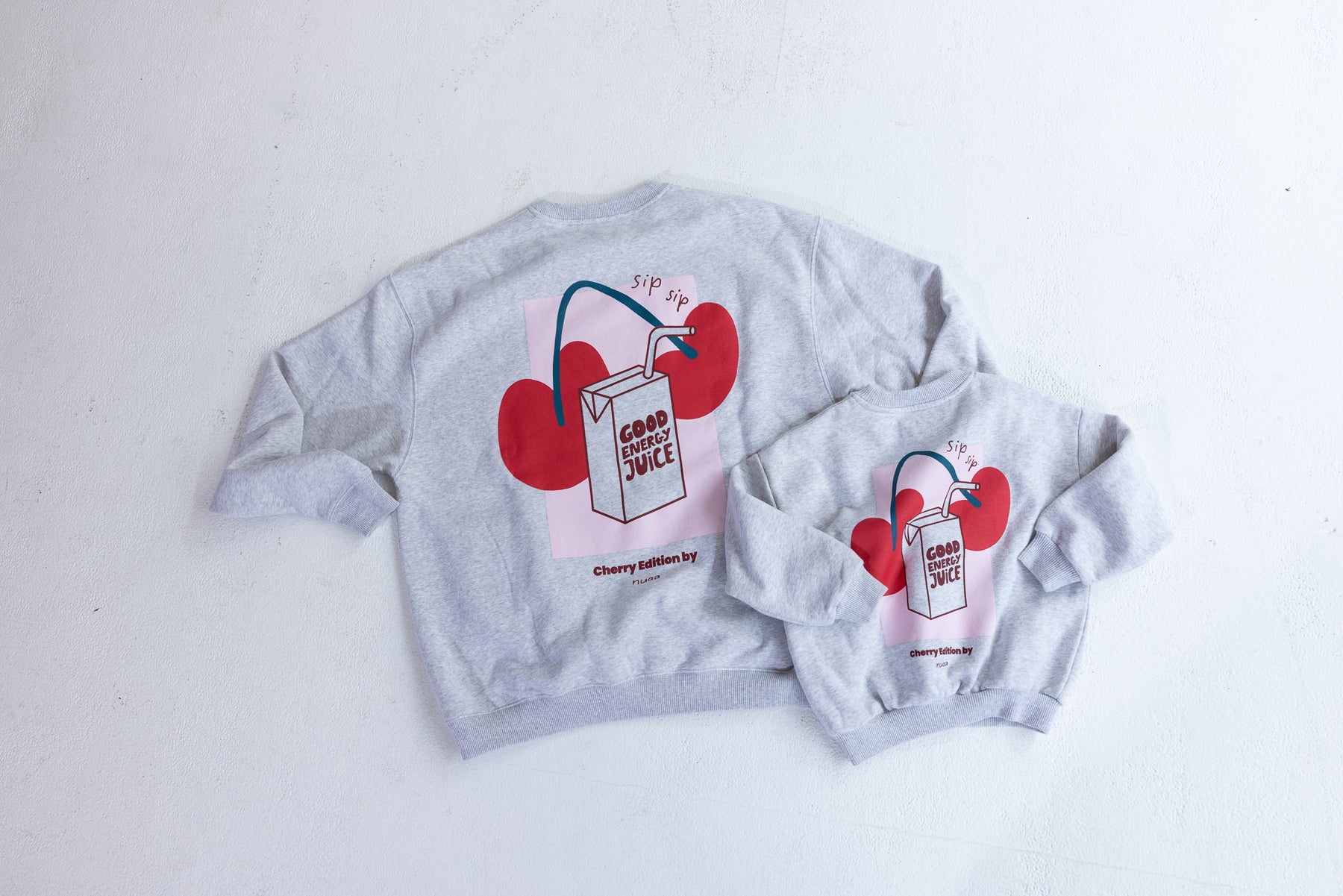 Mom Cherry Sweater Grey Melange