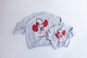 Mom Cherry Sweater Grey Melange