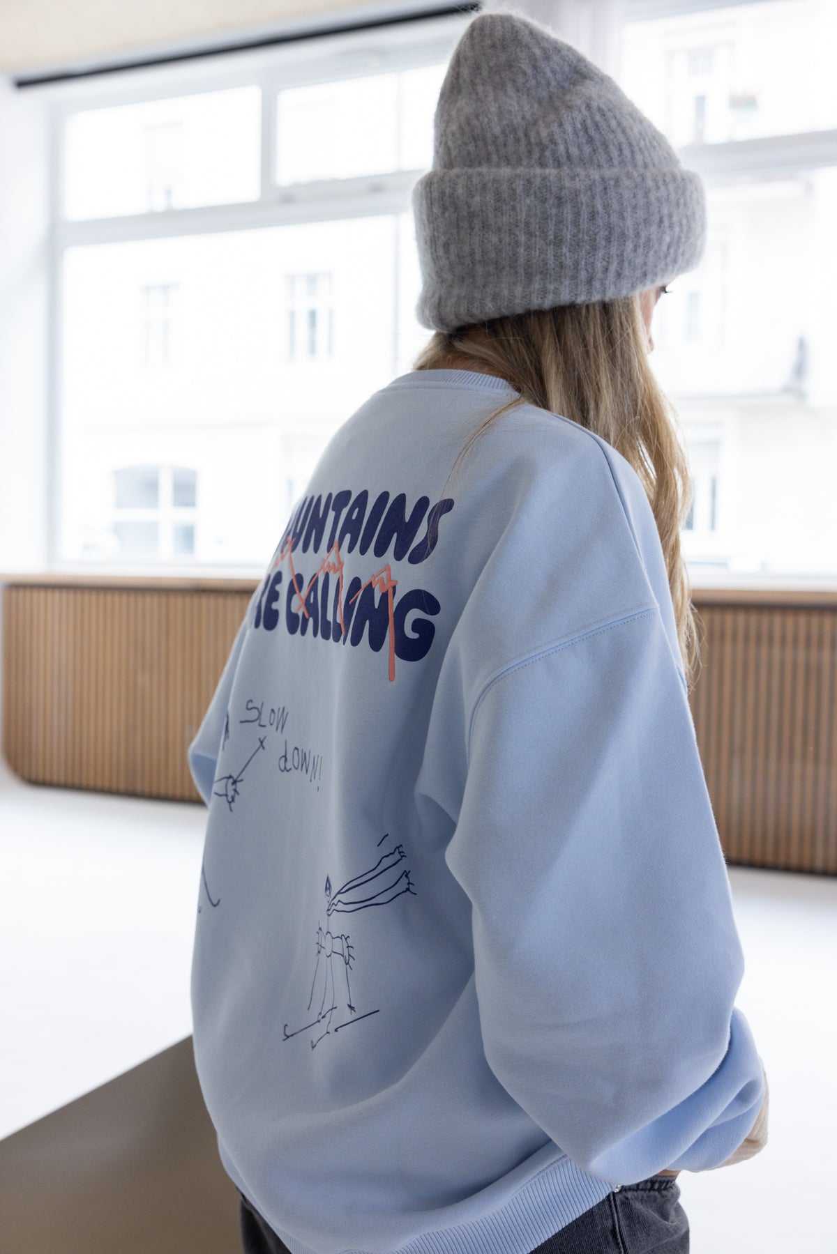 Women Mountains are Calling Sweater Ice Blue