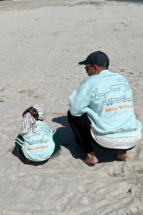 Men Roll with it Sweater Soft Aqua