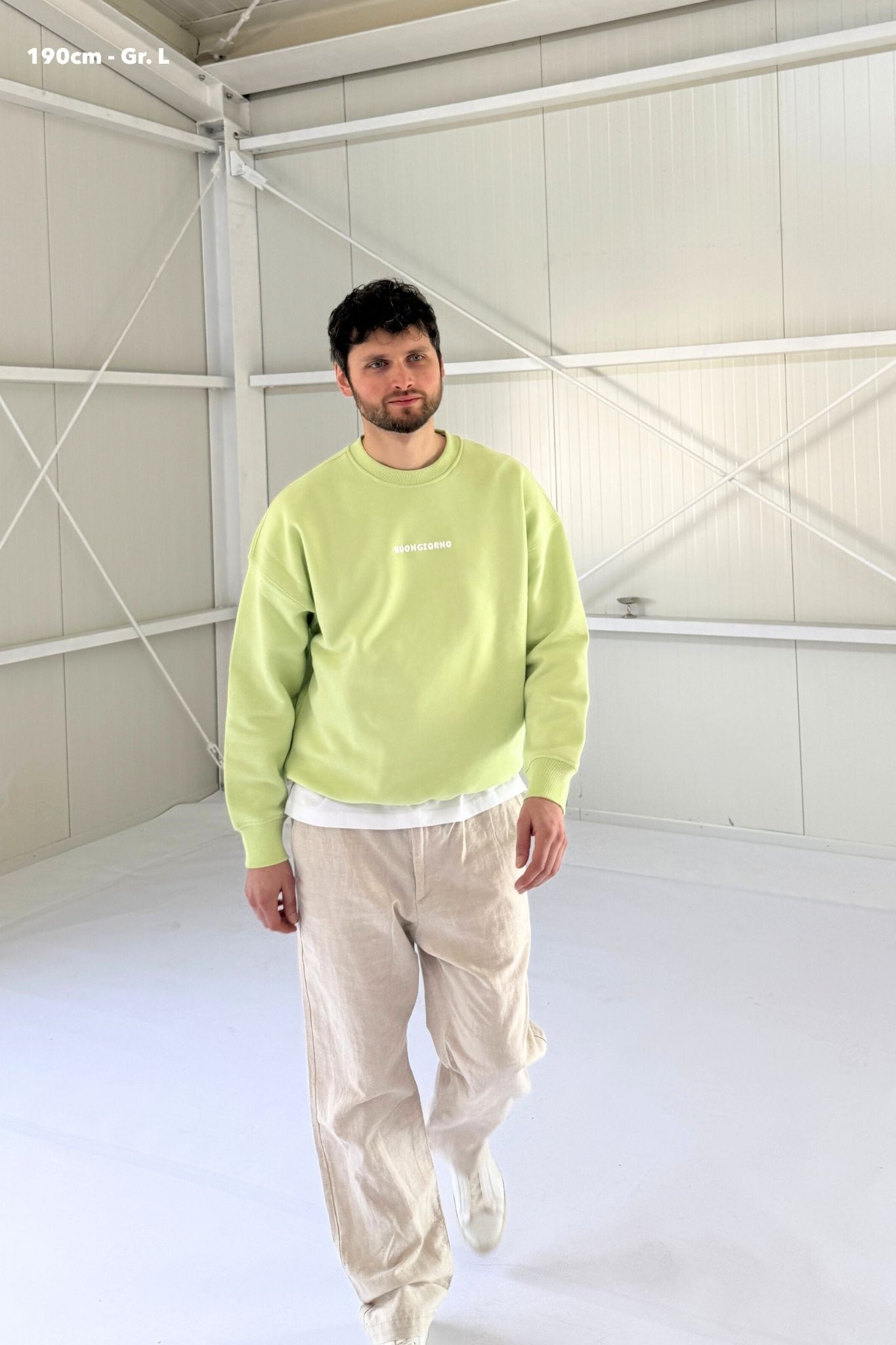 nuaa Buongiorno Herren Sweater in Lime – Partnerlook, Ansicht 3