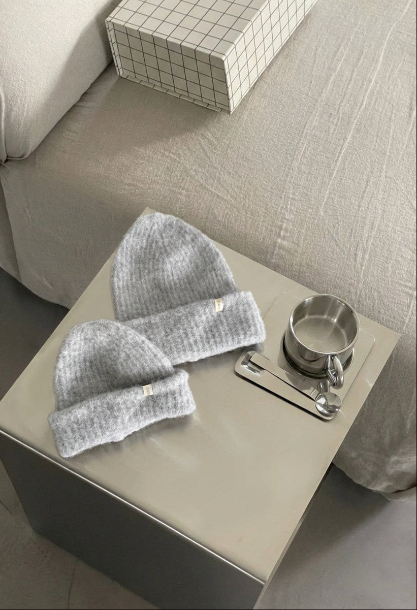 Alpaca Strickbeanie Kids Soft Grey