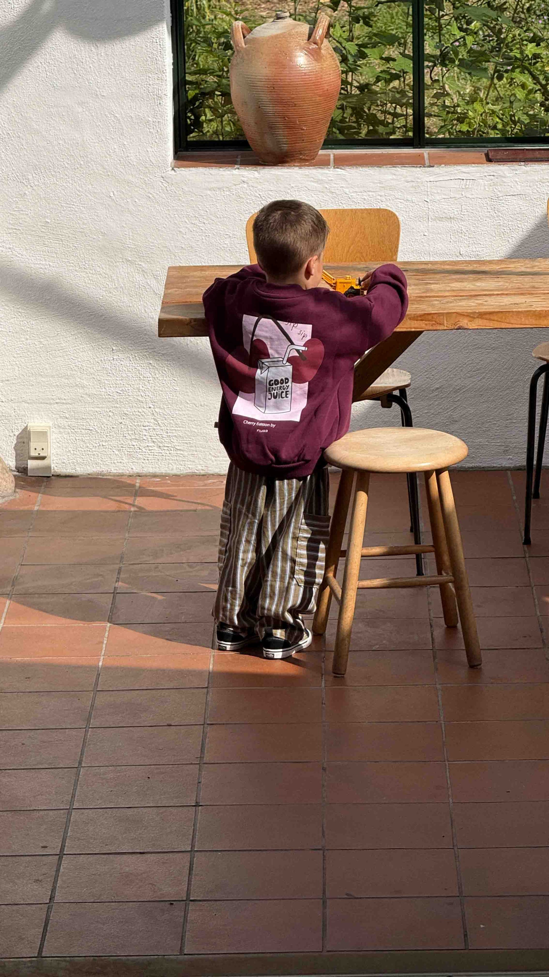 Kids Cherry Oversized Sweater Burgundy