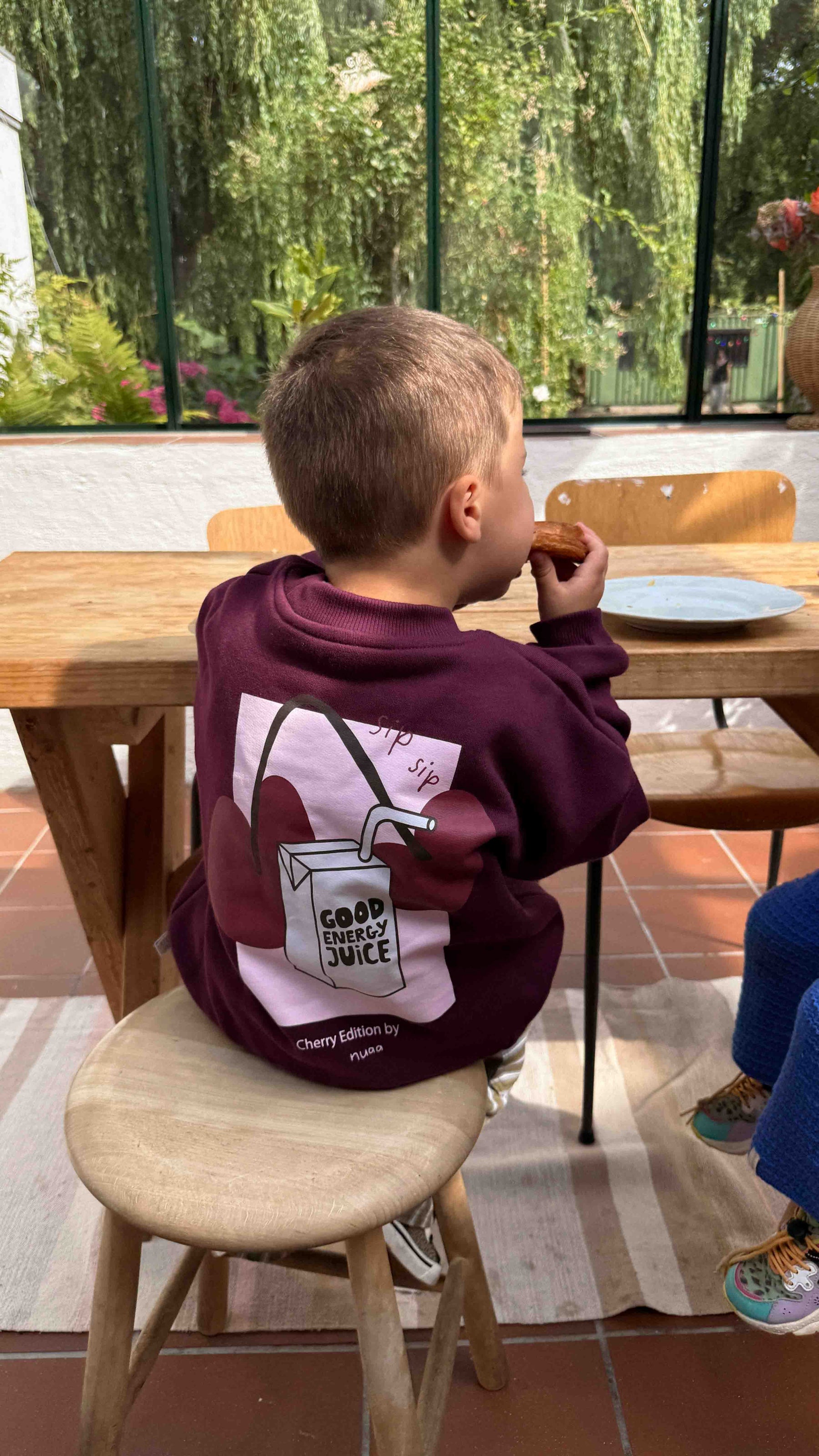 Kids Cherry Oversized Sweater Burgundy