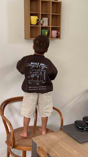 Kids Hugs & Coffee Oversized Sweater Chocolate Brown