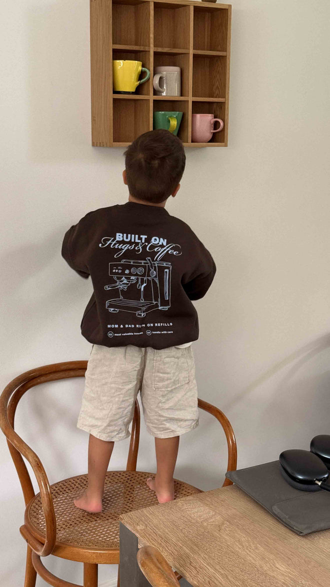 Kids Hugs & Coffee Oversized Sweater Chocolate Brown