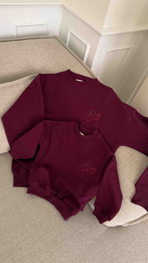 Kids Cherry Oversized Sweater Burgundy