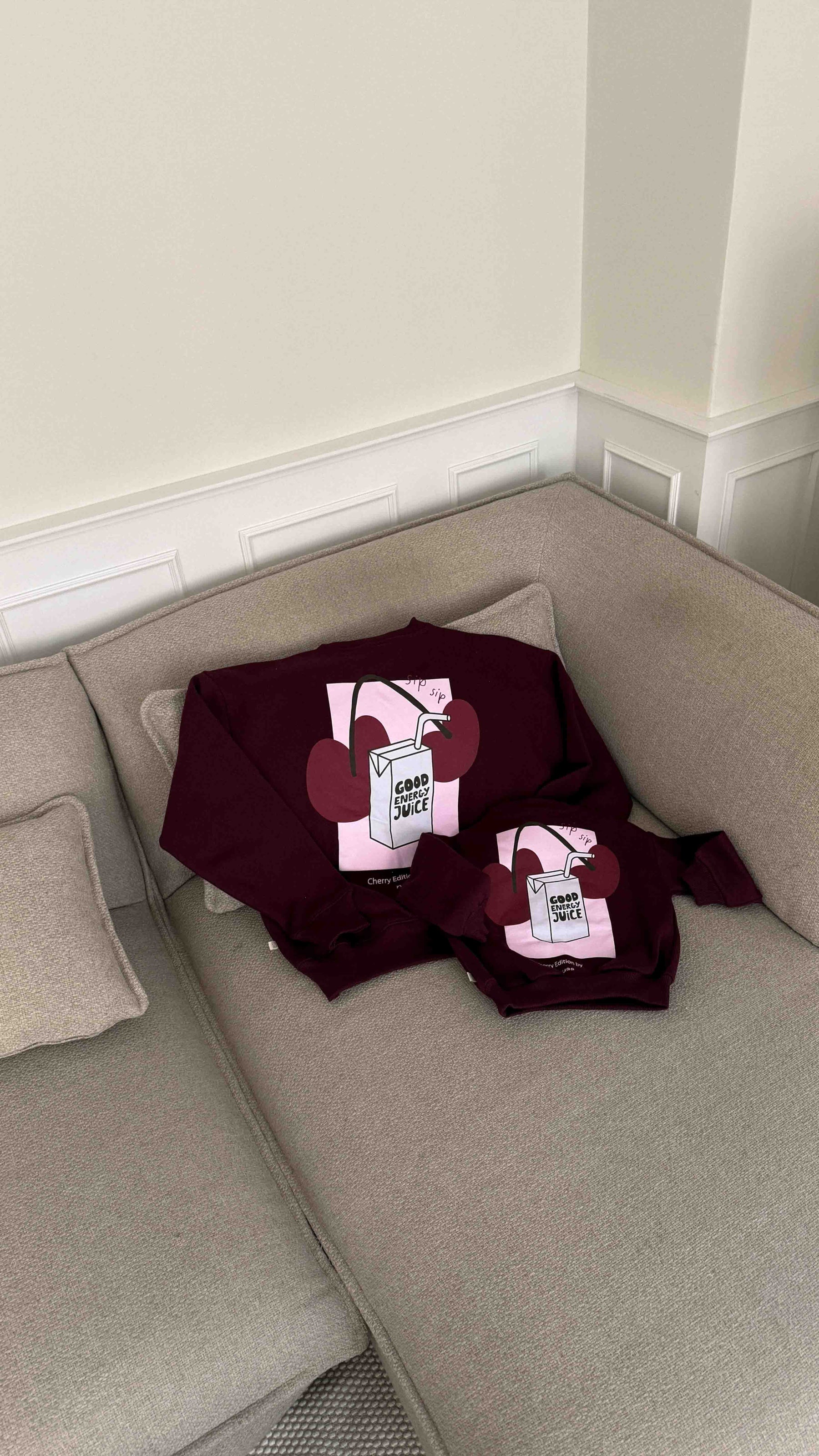 Kids Cherry Oversized Sweater Burgundy
