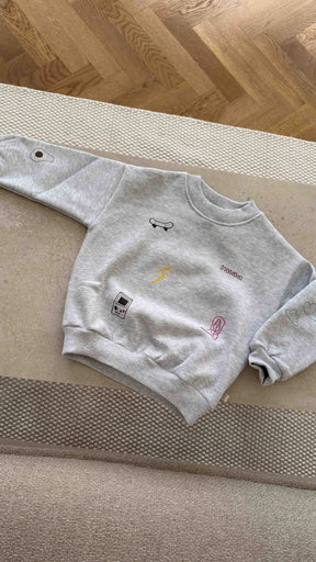 Kids CEO of Chaos Oversized Sweater Grey Melange