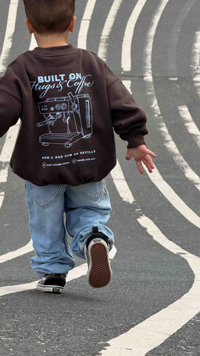 Kids Hugs & Coffee Oversized Sweater Chocolate Brown
