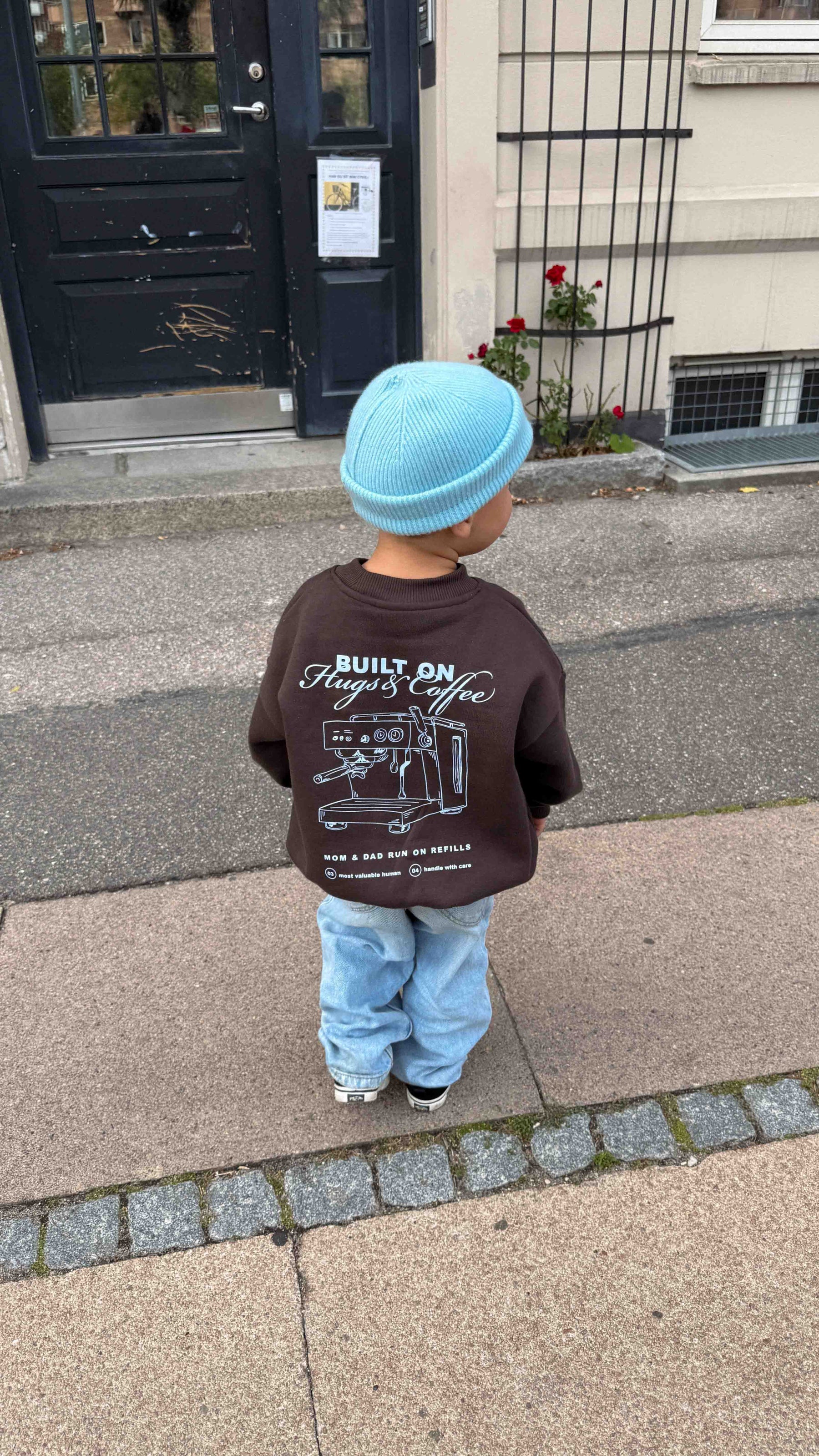 Kids Hugs & Coffee Oversized Sweater Chocolate Brown