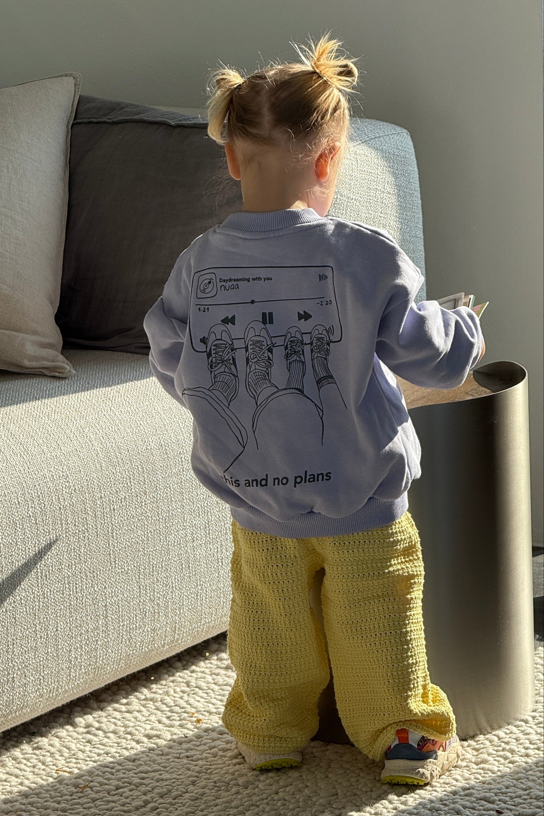Kids This & No Plans Oversized Sweater Lavender