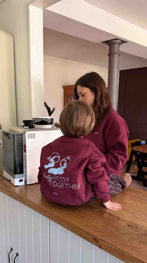 Kids Perfectly Messy Oversized Sweater Burgundy
