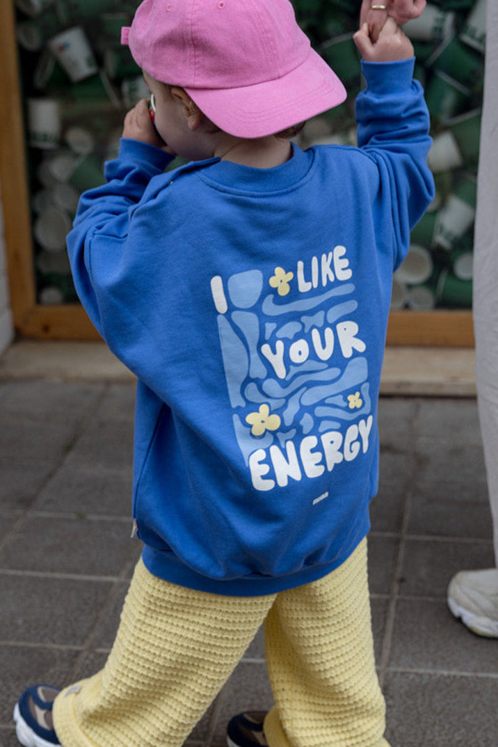 Kids I like your Energy Oversized Sweater Ocean Blue