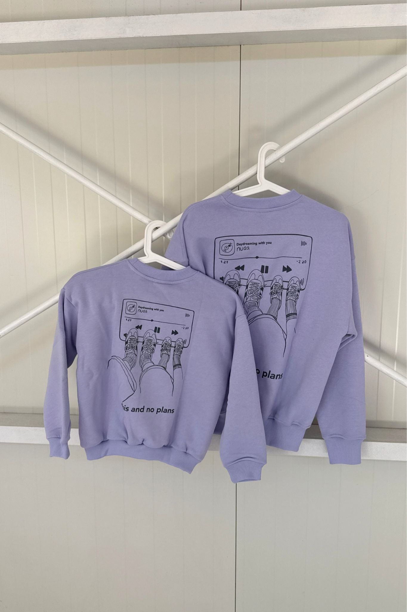 Kids This & No Plans Oversized Sweater Lavender