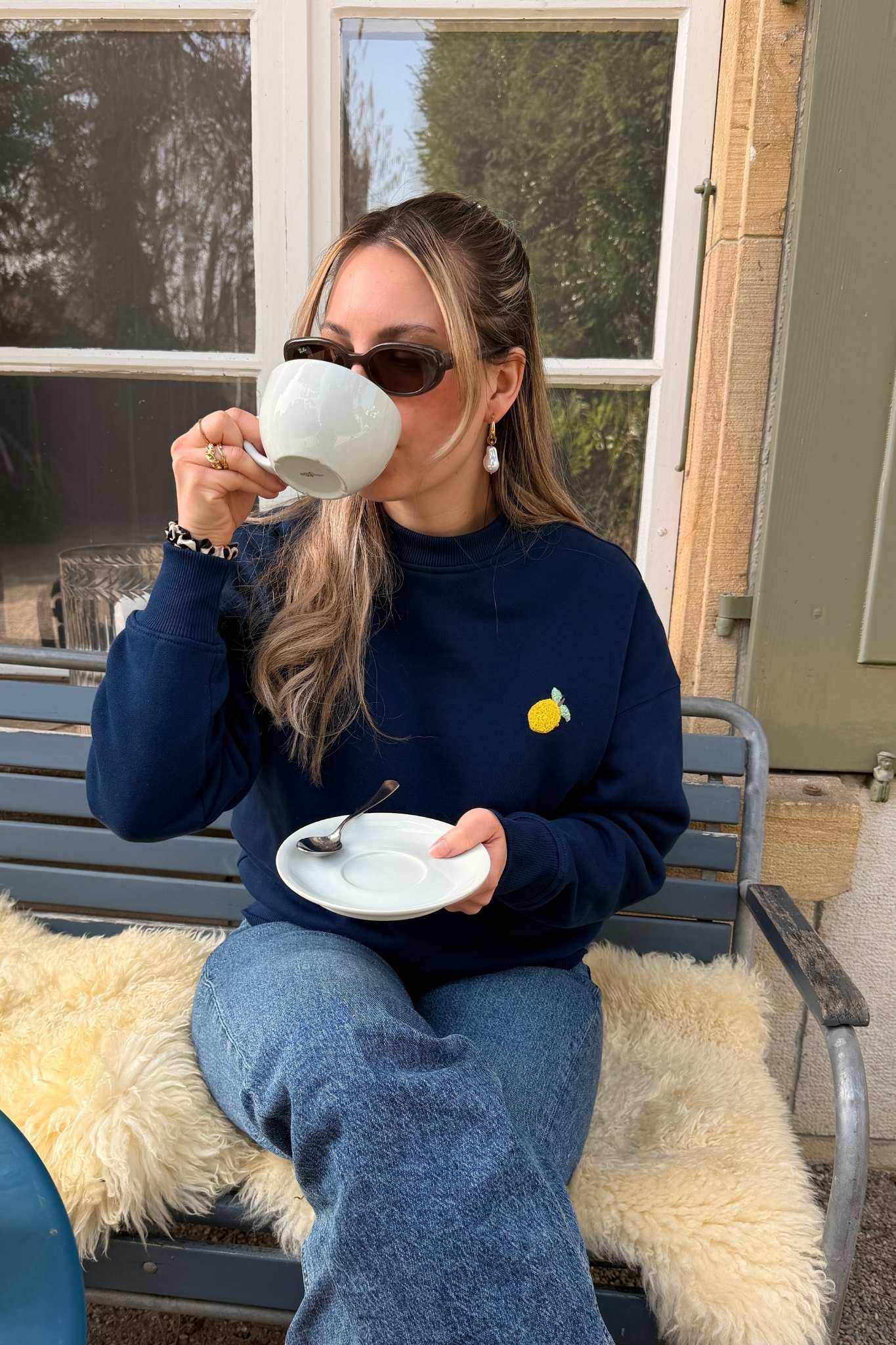 Women Lemon Sweater Navy
