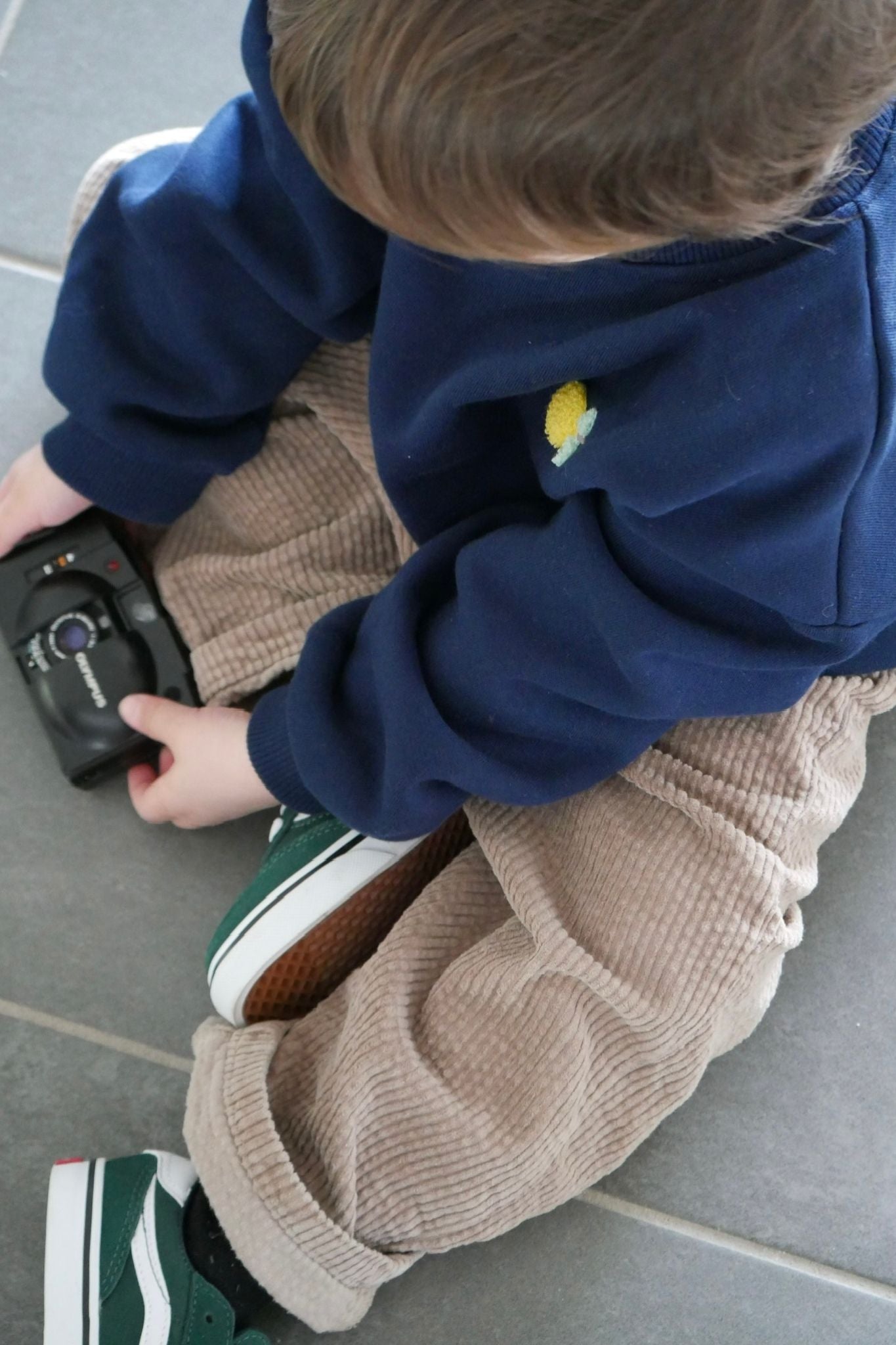 Kids Lemon Oversized Sweater Navy