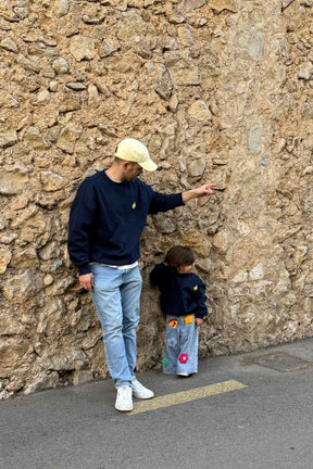 Kids Lemon Oversized Sweater Navy