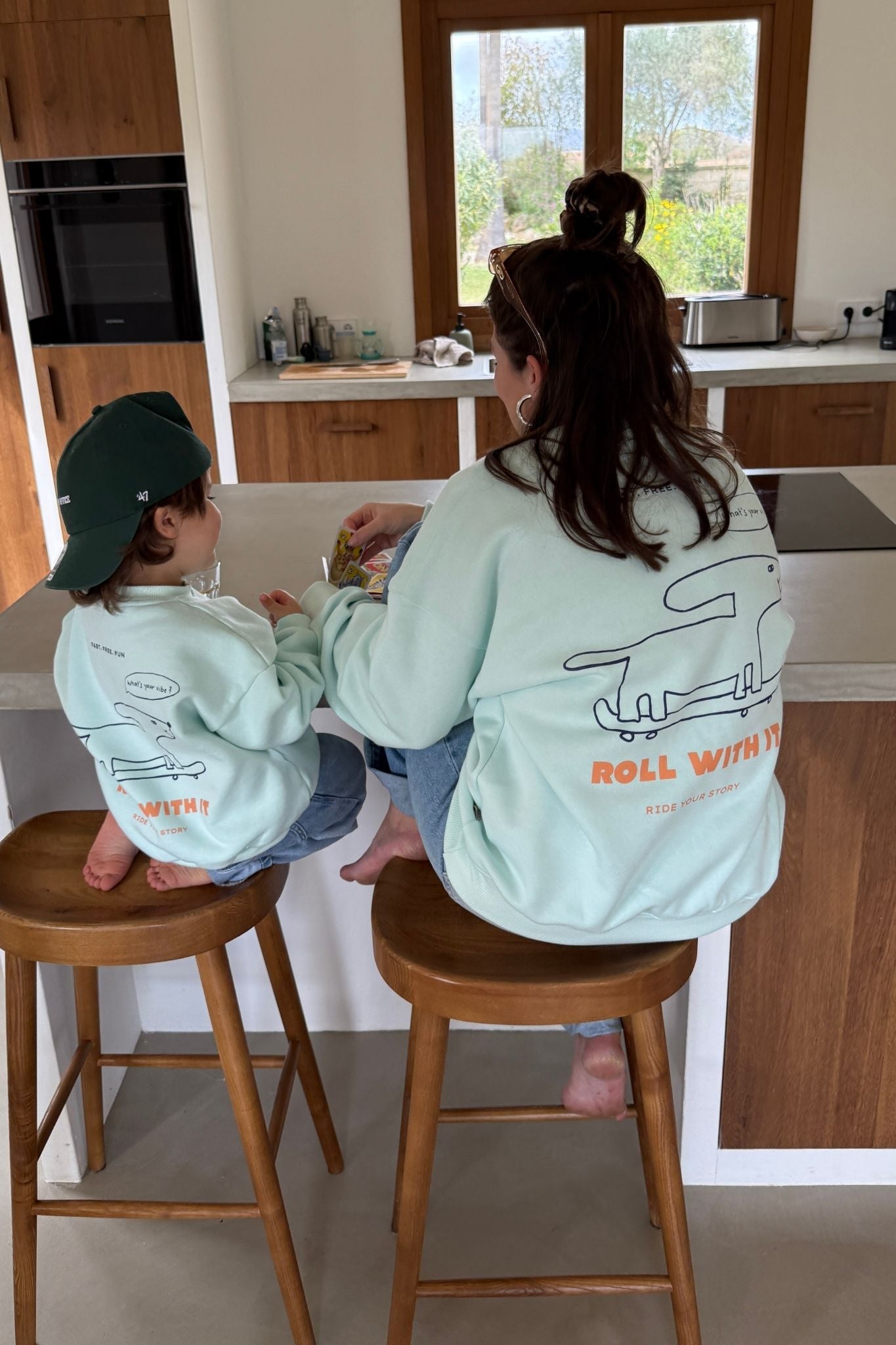 Kids Roll with it Oversized Sweater Soft Aqua