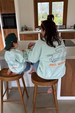Kids Roll with it Oversized Sweater Soft Aqua