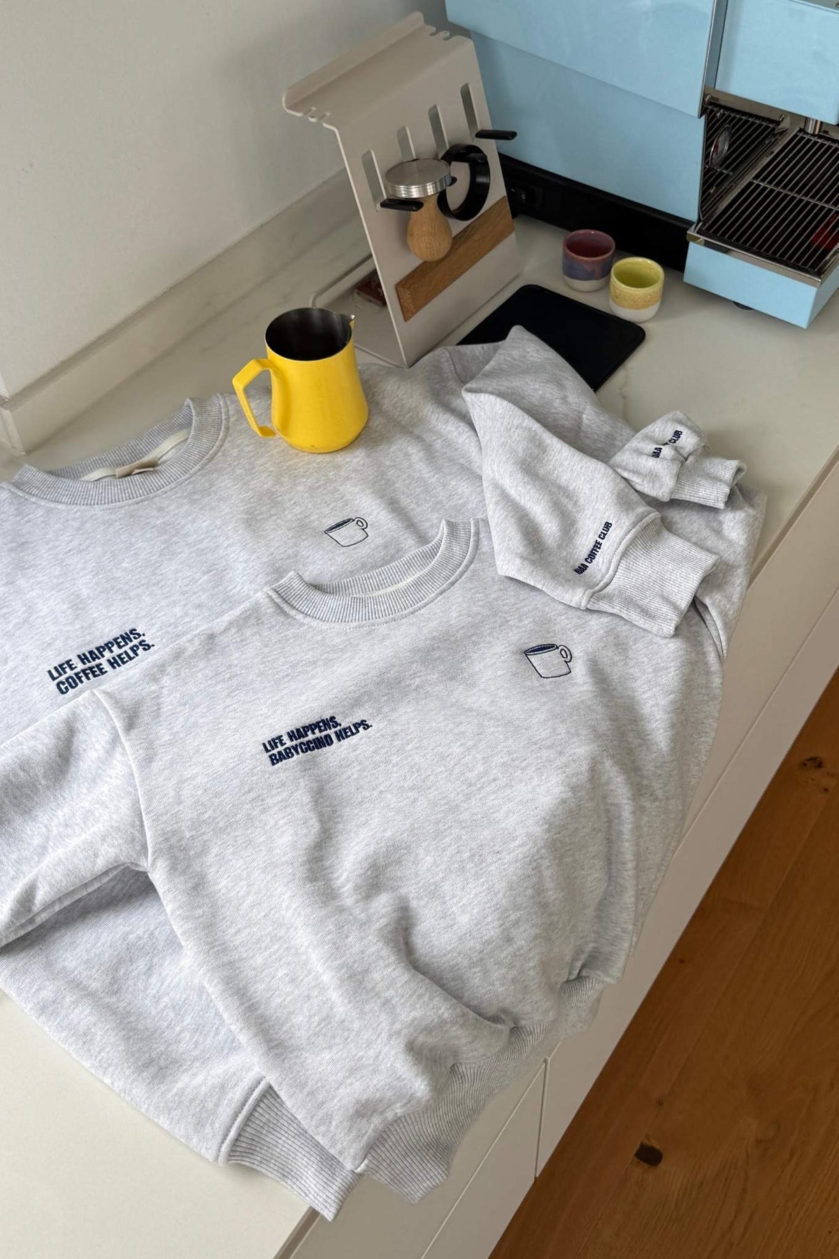 Men Coffee Helps Sweater Grey Melange