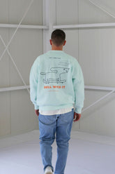Men Roll with it Sweater Soft Aqua