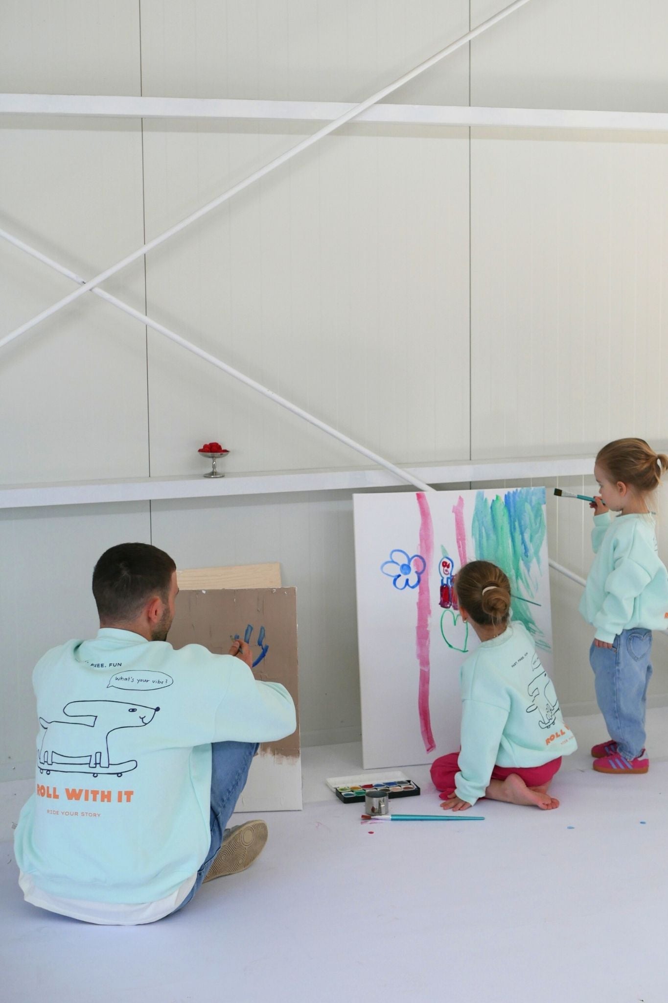 Men Roll with it Sweater Soft Aqua