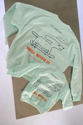 Men Roll with it Sweater Soft Aqua