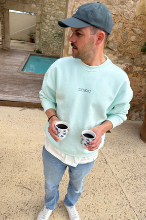 Men Roll with it Sweater Soft Aqua