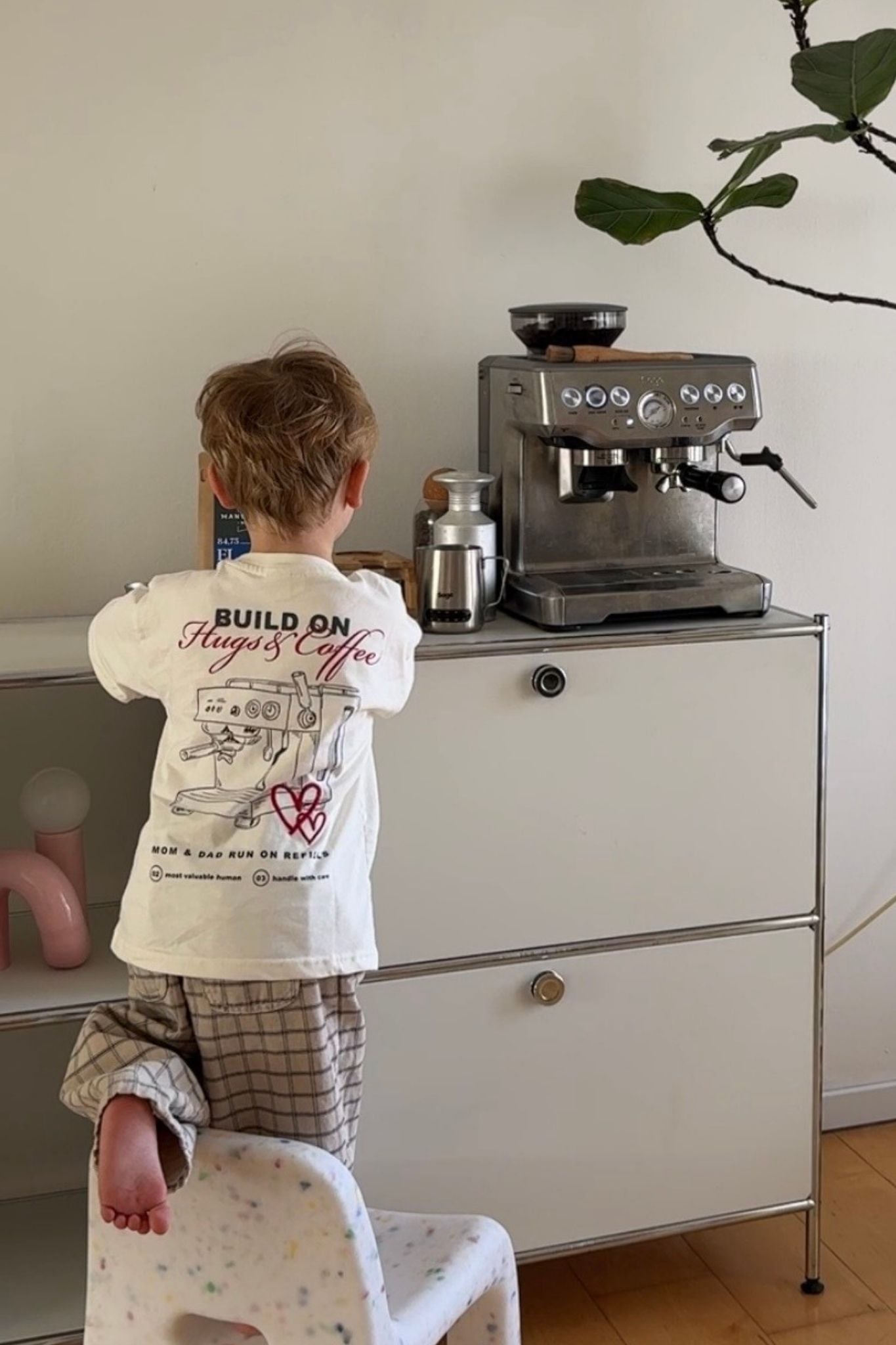Kids Hugs & Coffee T-Shirt Soft White