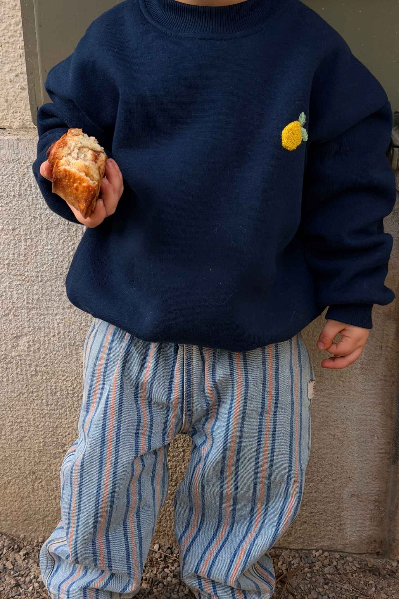 Kids Lemon Oversized Sweater Navy