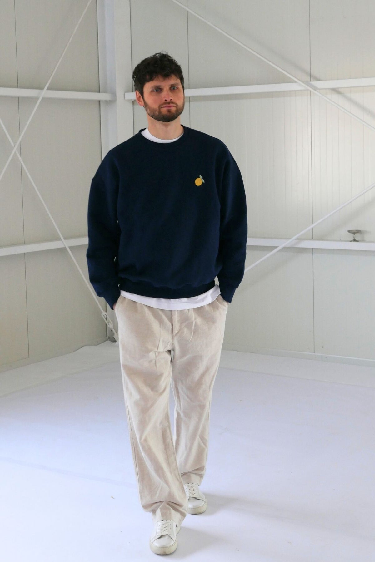 Men Lemon Sweater Navy