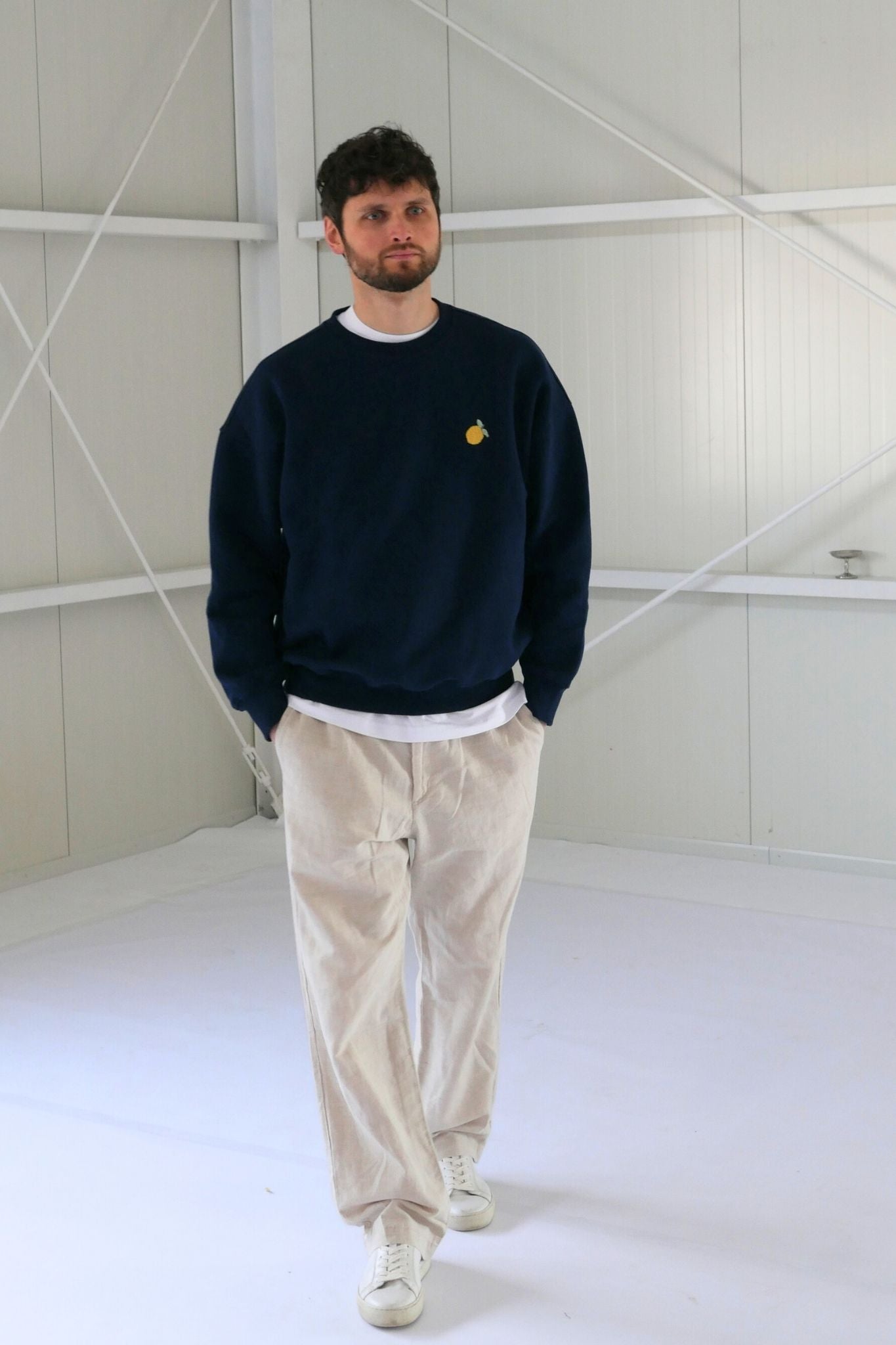 Men Lemon Sweater Navy