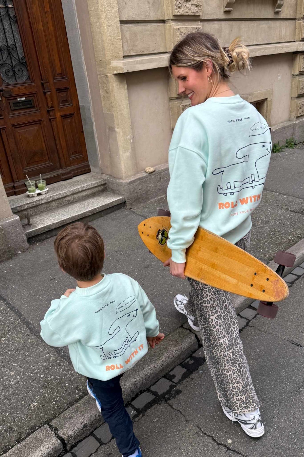 Kids Roll with it Oversized Sweater Soft Aqua