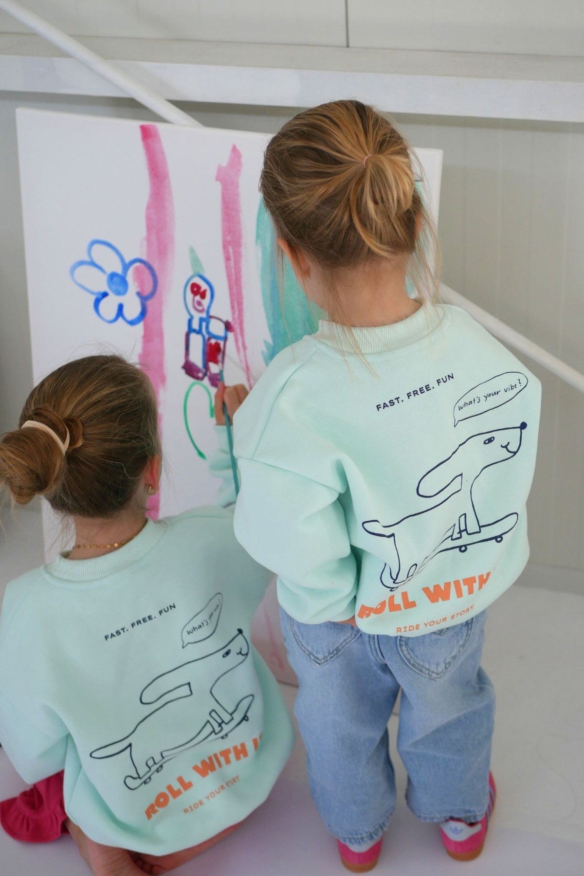 Kids Roll with it Oversized Sweater Soft Aqua