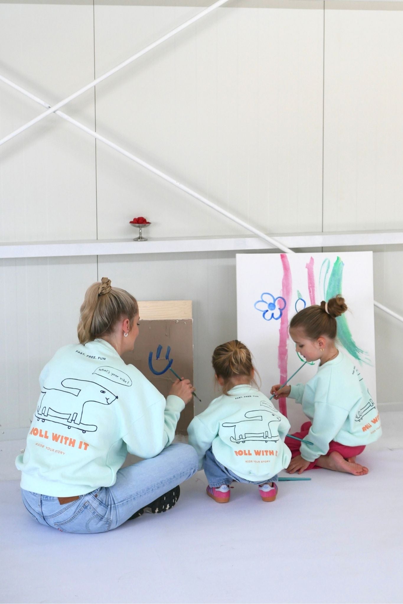 Kids Roll with it Oversized Sweater Soft Aqua