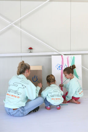 Kids Roll with it Oversized Sweater Soft Aqua