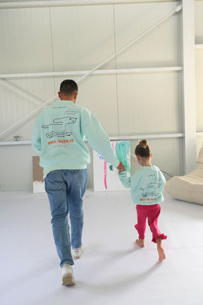 Kids Roll with it Oversized Sweater Soft Aqua