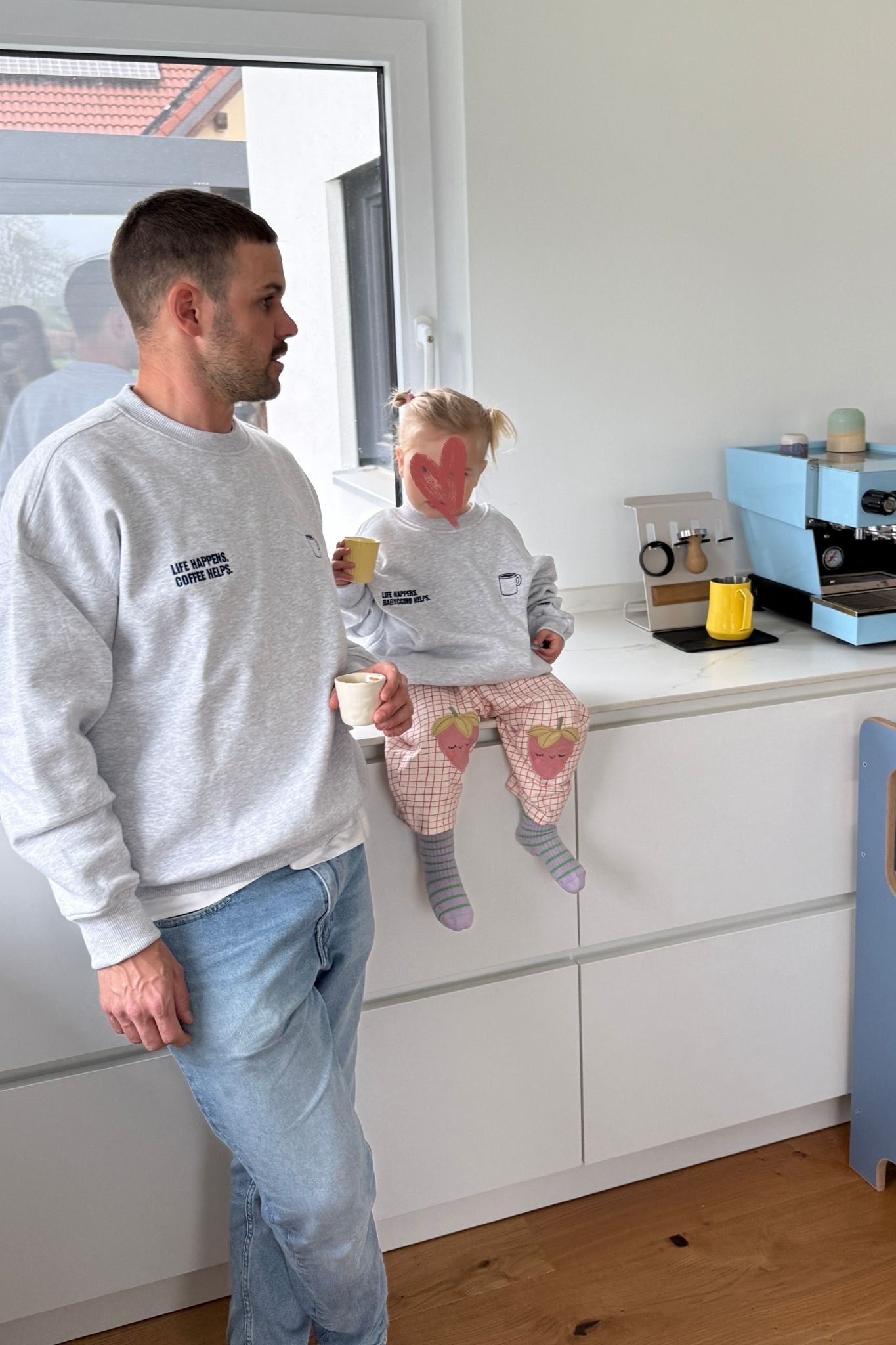 Kids Babyccino Helps Oversized Sweater Grey Melange
